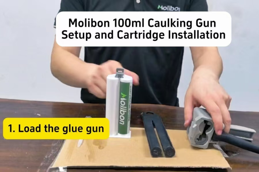 Configuración de la pistola de calafateo Molibon de 100 ml e instalación del cartucho